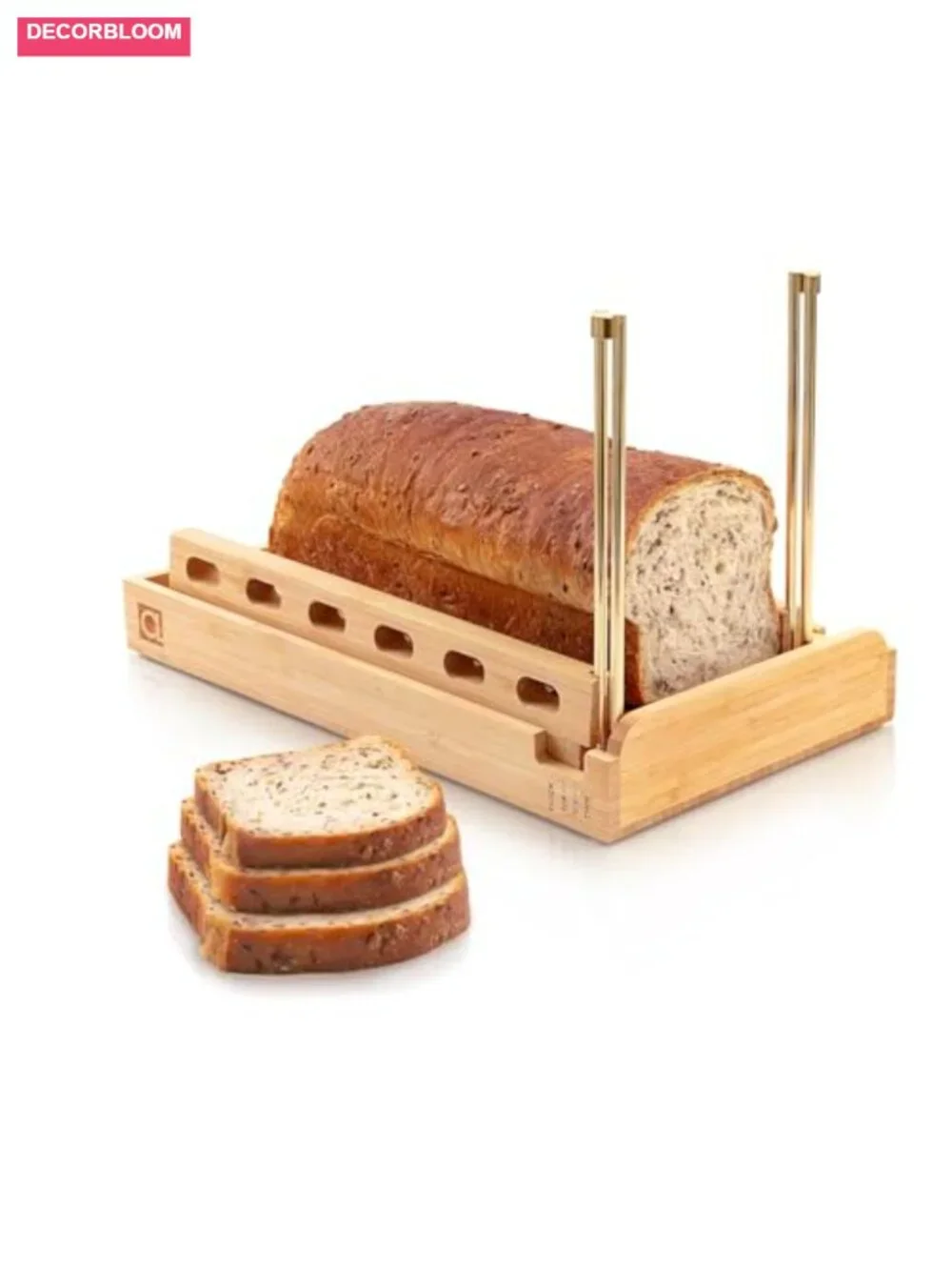 Acacia Wood Bread Box with Plexiglass Windows + Bamboo Bread Slicer